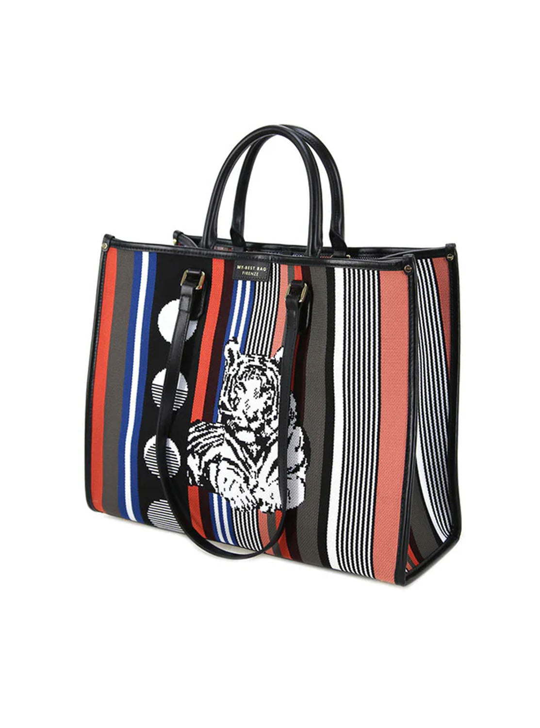 Bolso shopper tejido combi negro