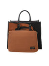 Bolso shopper tejido combi marrón