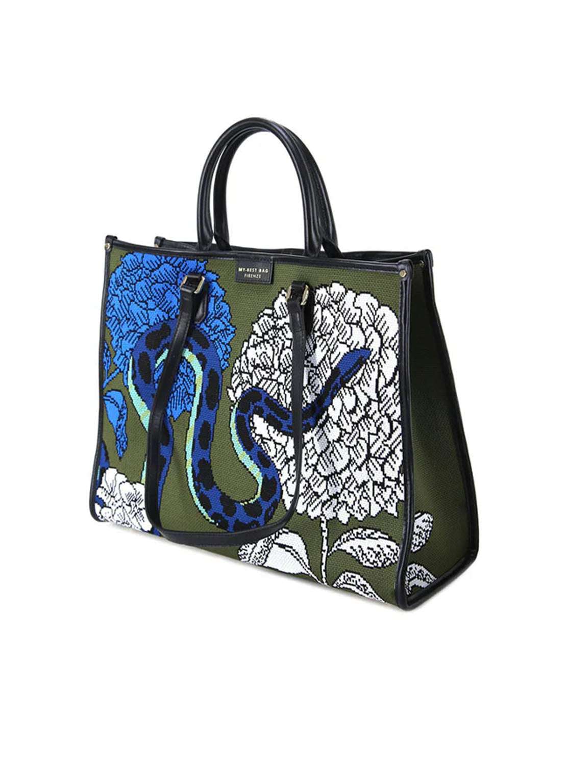 Bolso shopper tejido combi verde