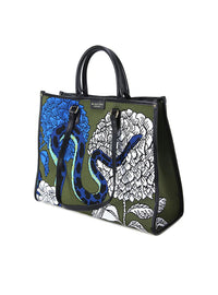 Bolso shopper tejido combi verde