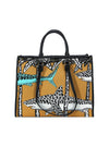 Bolso shopper tejido combi mostaza