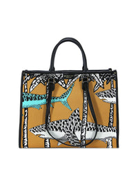 Bolso shopper tejido combi mostaza