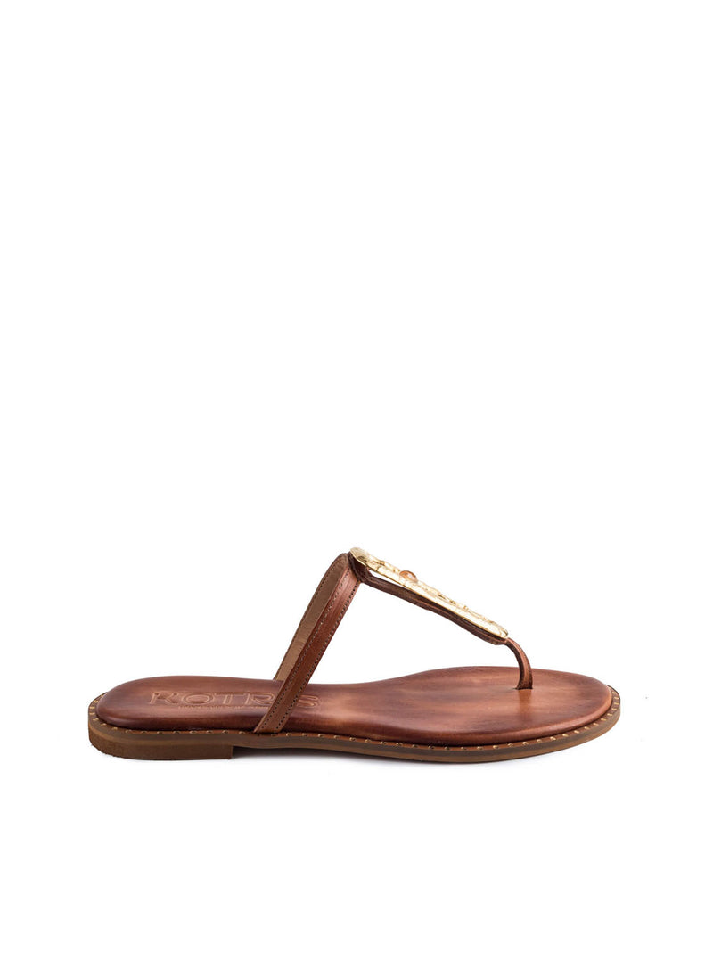 Sandalia griega basic piel camel