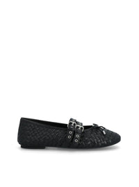 Bailarina doble hebilla piel negro
