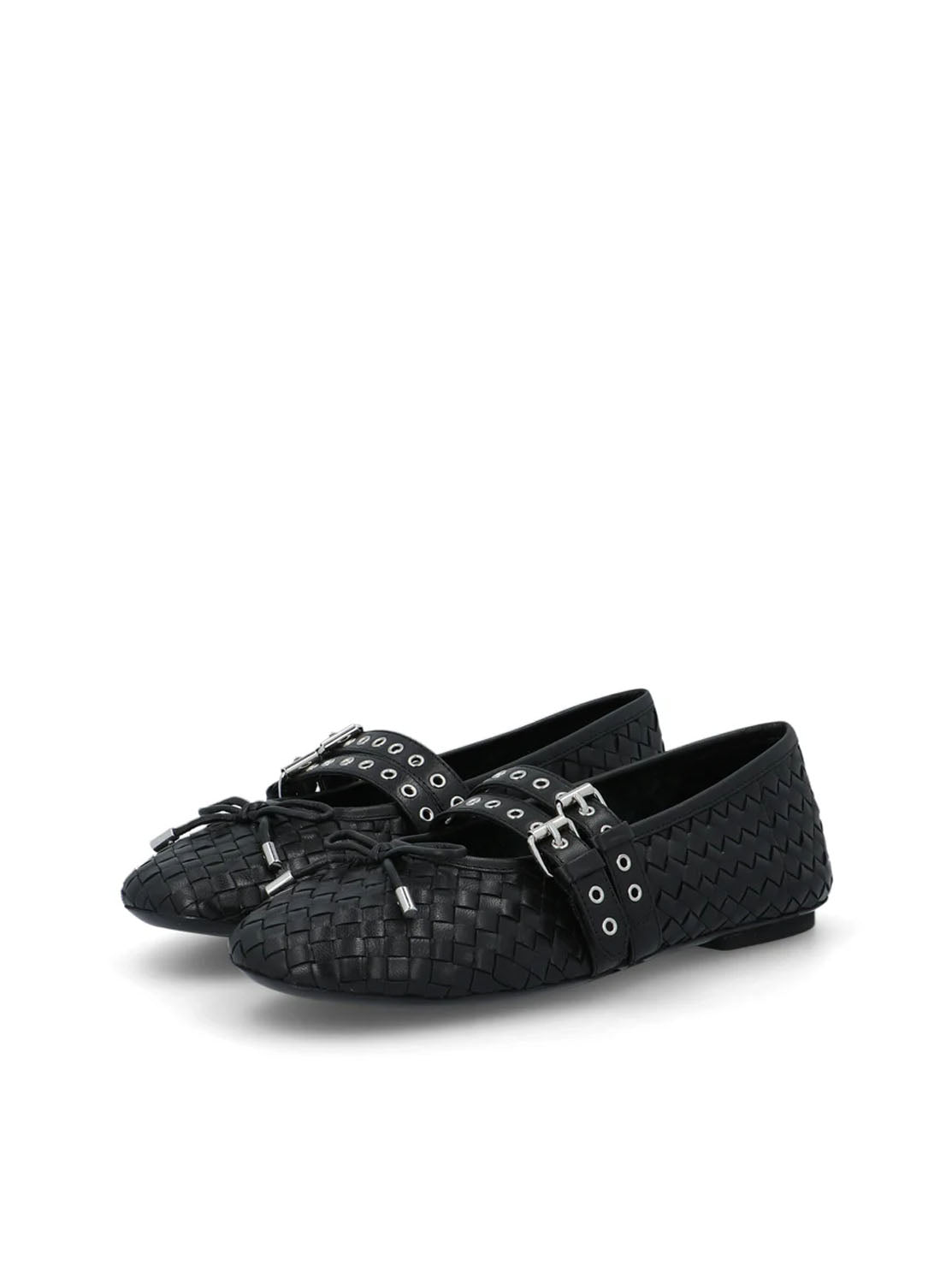 Bailarina doble hebilla piel negro