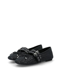 Bailarina doble hebilla piel negro