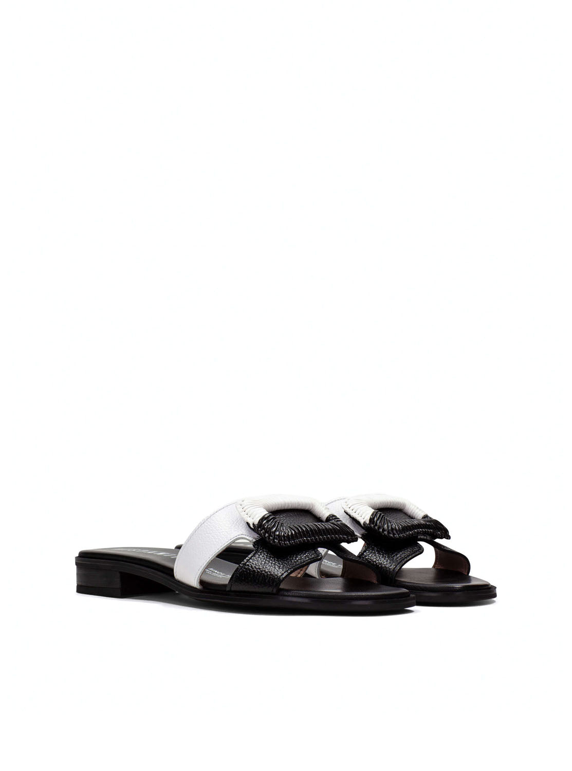 Sandalia pala hebilla piel combi negro