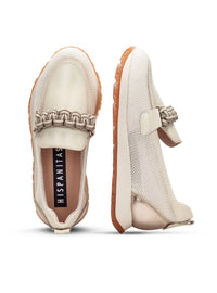 Mocasín sport rejilla piel beige