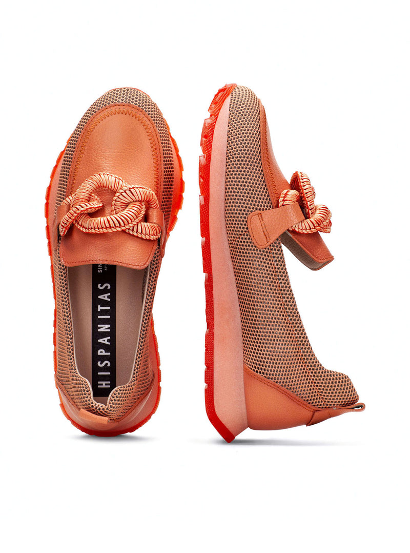 Mocasín sport rejilla piel coral