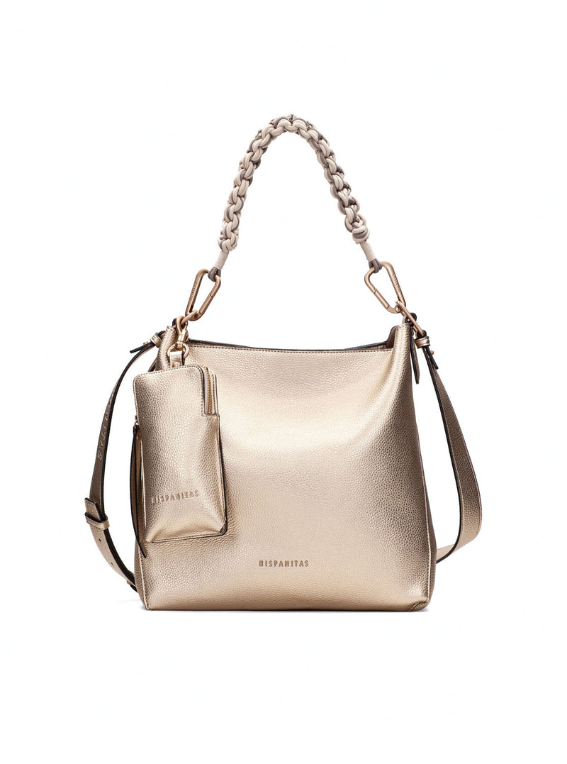 Bolso tote maxi piel metalizada cava