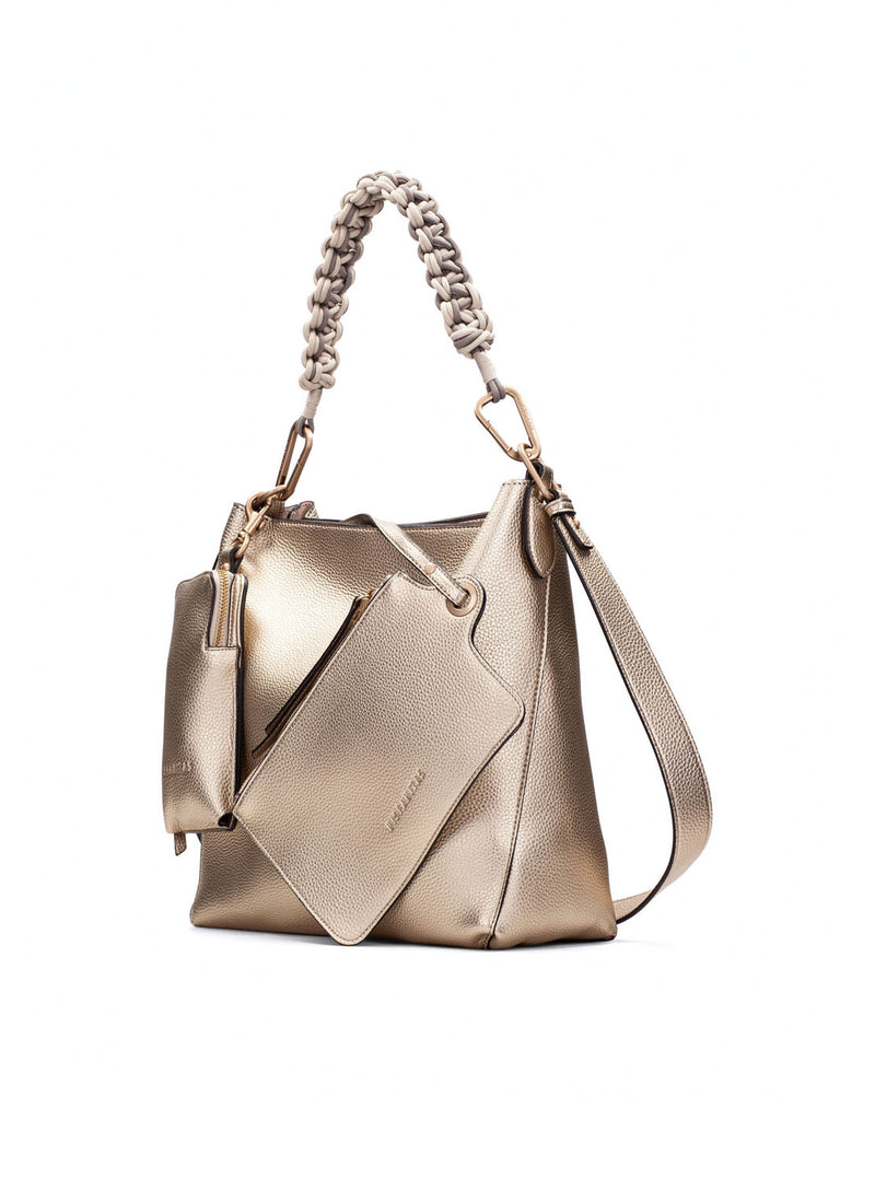 Bolso tote maxi piel metalizada cava