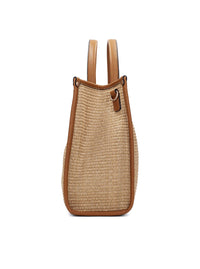 Bolso shopper rafia natural cuero