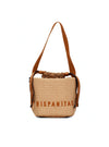 Bolso bucket rafia piel cuero