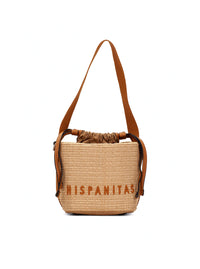 Bolso bucket rafia piel cuero