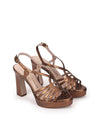 Sandalia plataforma piel metalizada bronce