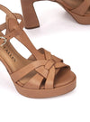 Sandalia plataforma piel camel