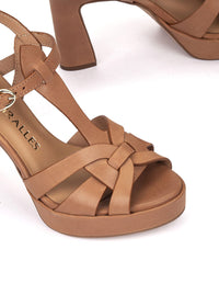 Sandalia plataforma piel camel
