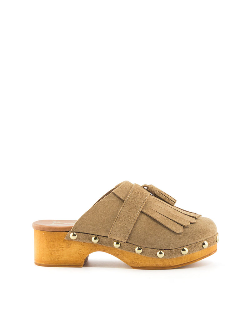 Zueco flecos ante taupe