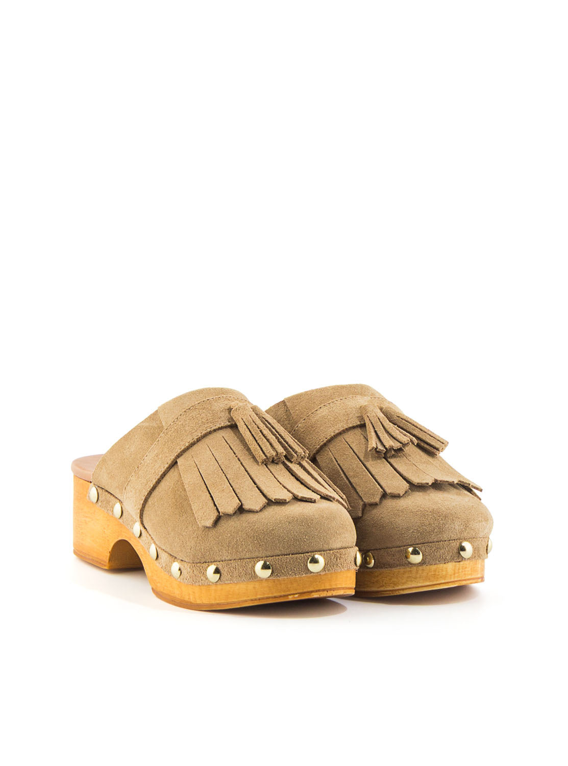 Zueco flecos ante taupe