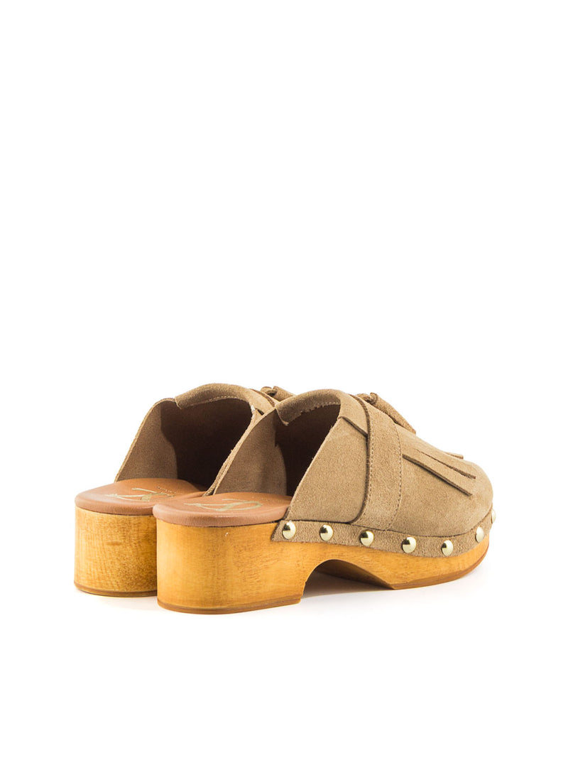 Zueco flecos ante taupe