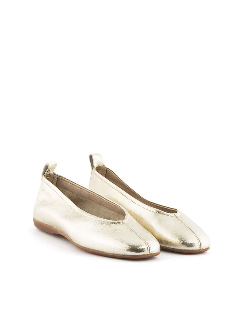 Bailarina basic piel metalizada platino