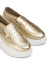 Mocasín sport volumen piel metalizada platino
