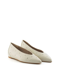Bailarina tachas cuña piel blanco