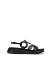 Sandalia confort adorno piel negro
