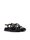 Sandalia confort adorno piel negro