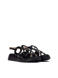 Sandalia confort adorno piel negro