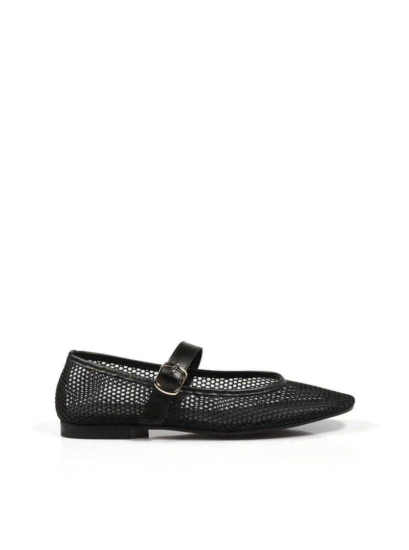 Bailarina rejilla piel negro