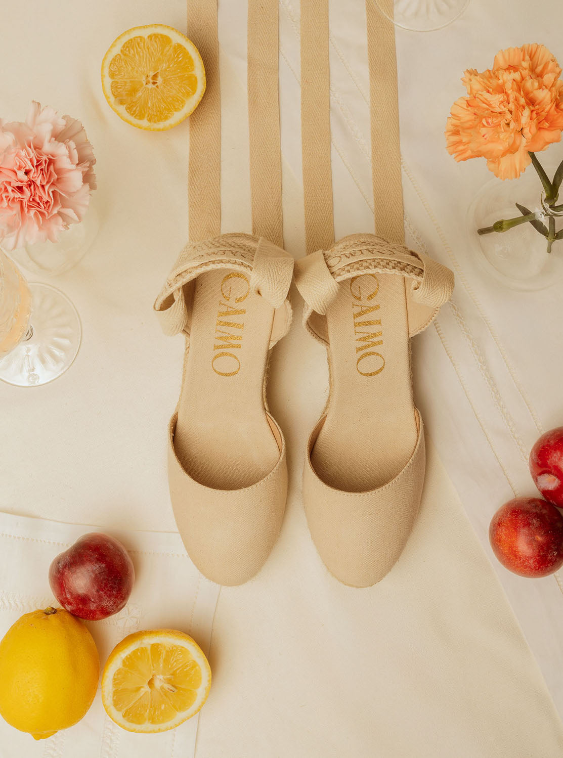 Alpargata cintas tejido beige