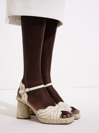 Sandalia yute bicolor combi blanco