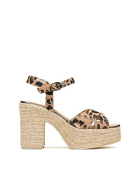 Sandalia tacón yute animal print