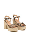 Sandalia tacón yute animal print