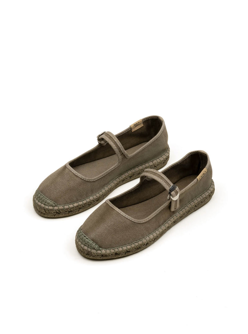 Bailarina yute lona verde militar