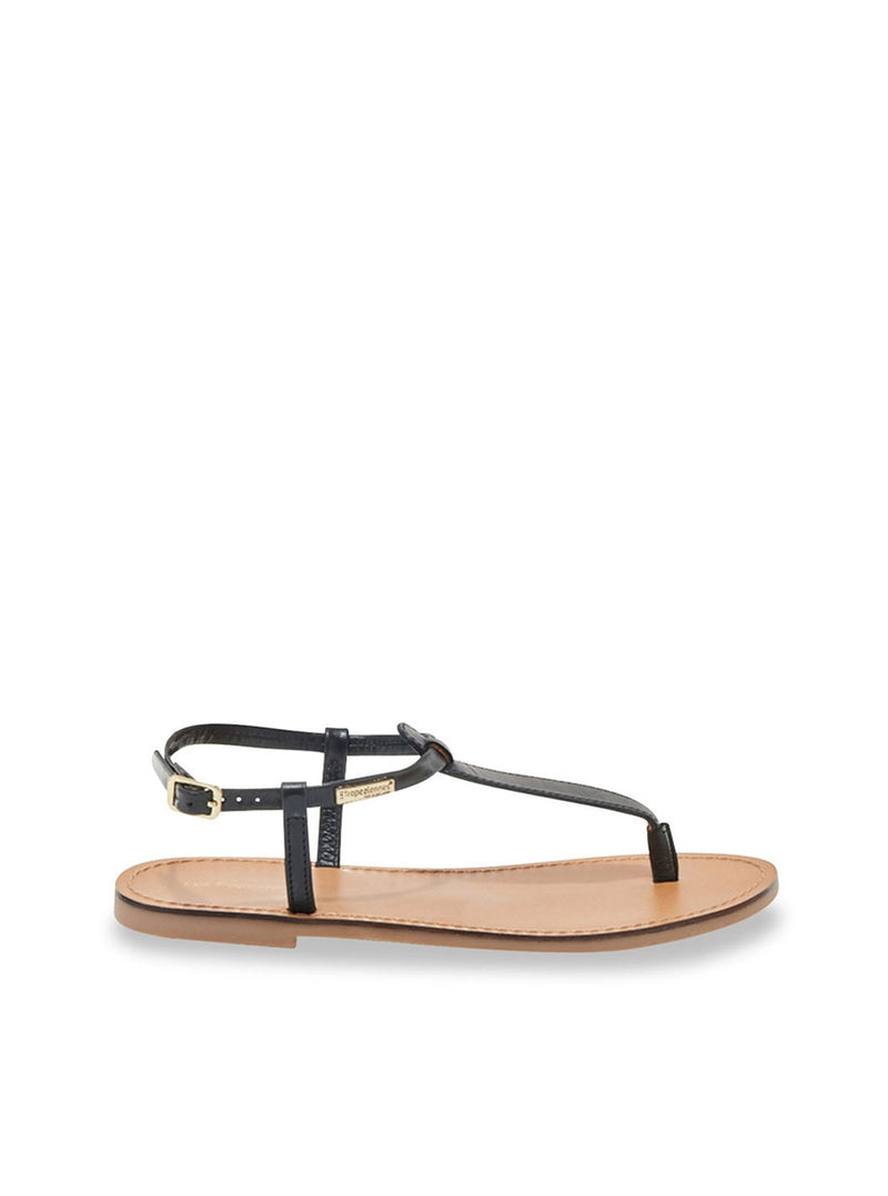 Sandalia plana basic piel negro