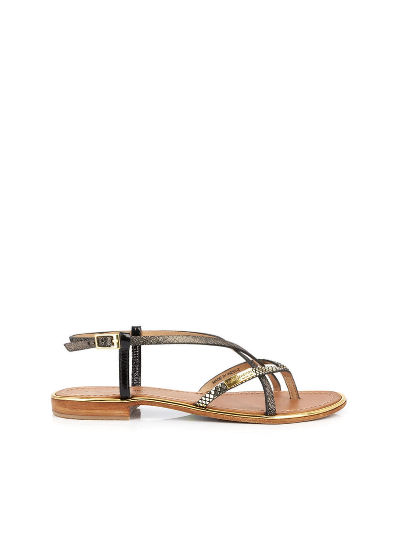 Sandalia multi tiras piel combi negro