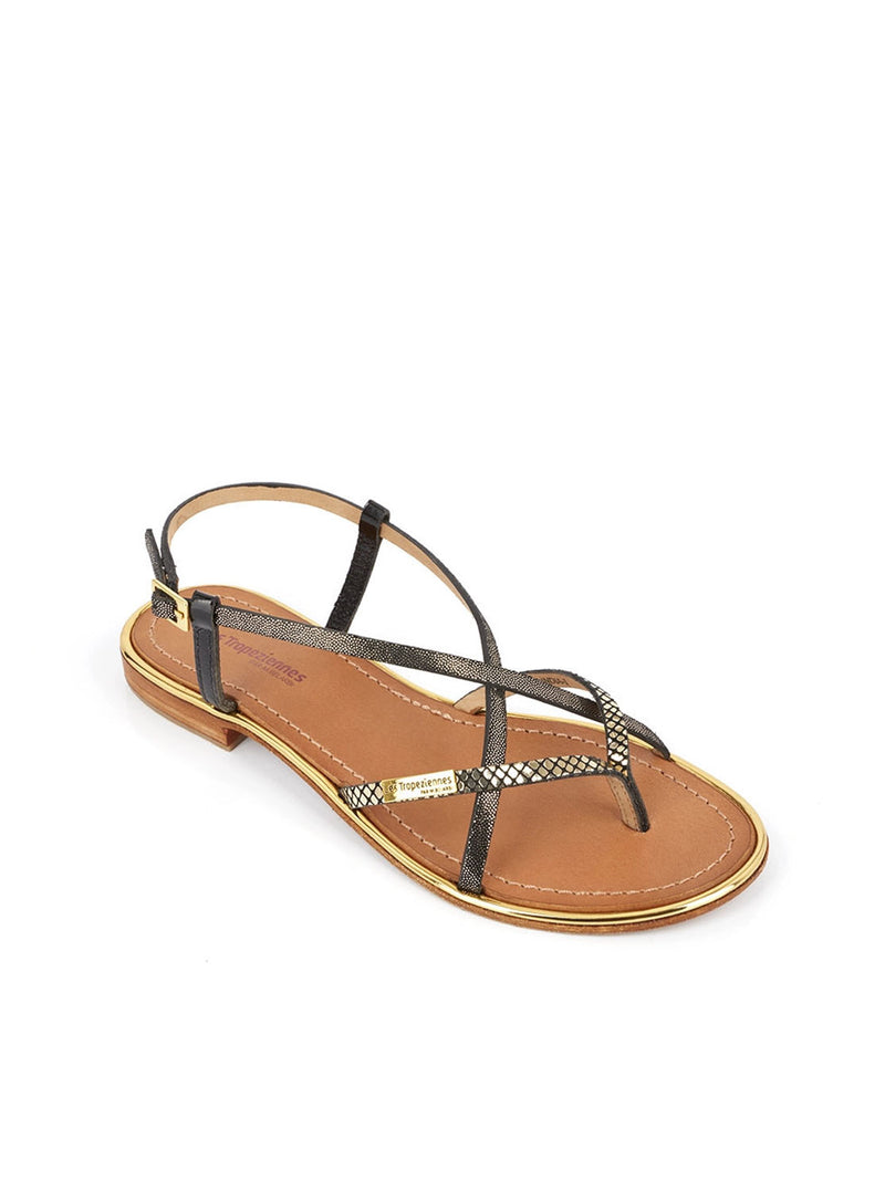 Sandalia multi tiras piel combi negro