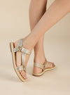 Sandalia bio piel metalizada oro