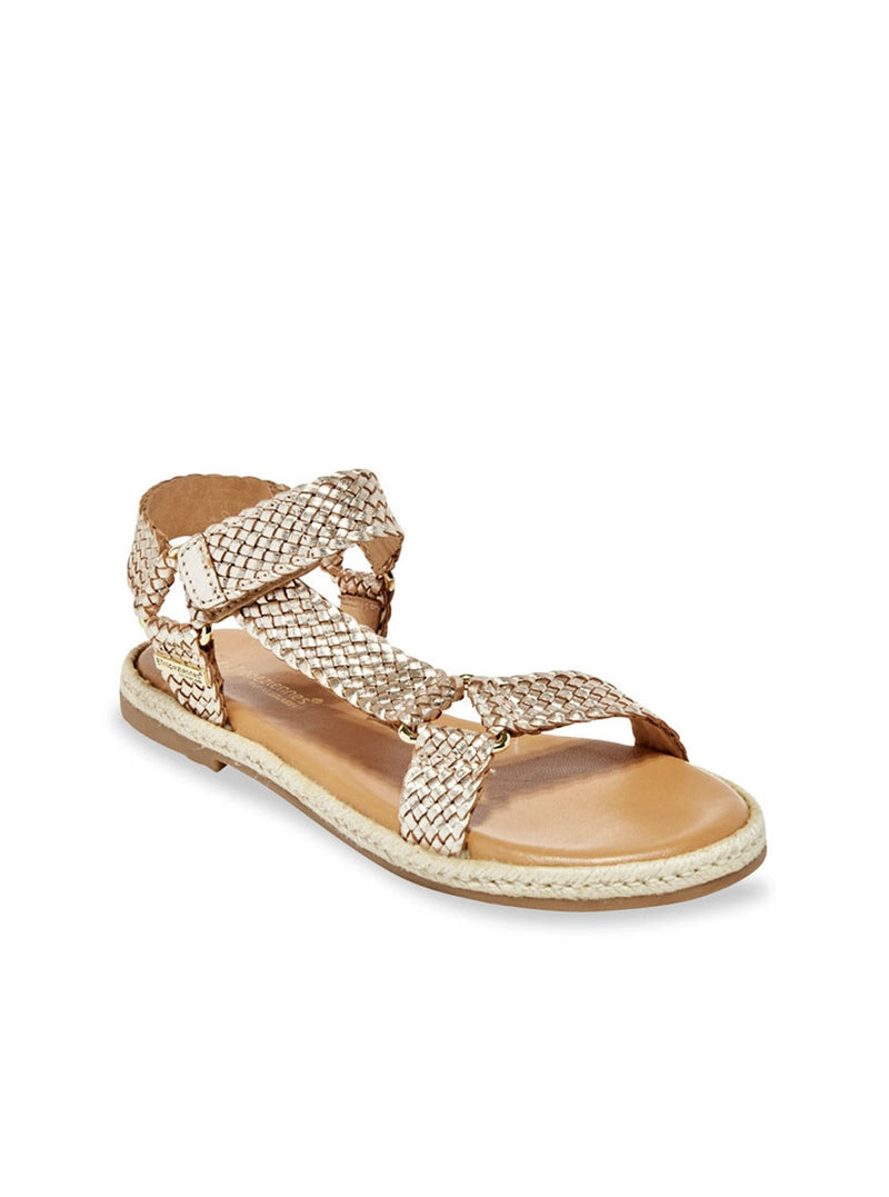 Sandalia bio piel metalizada oro