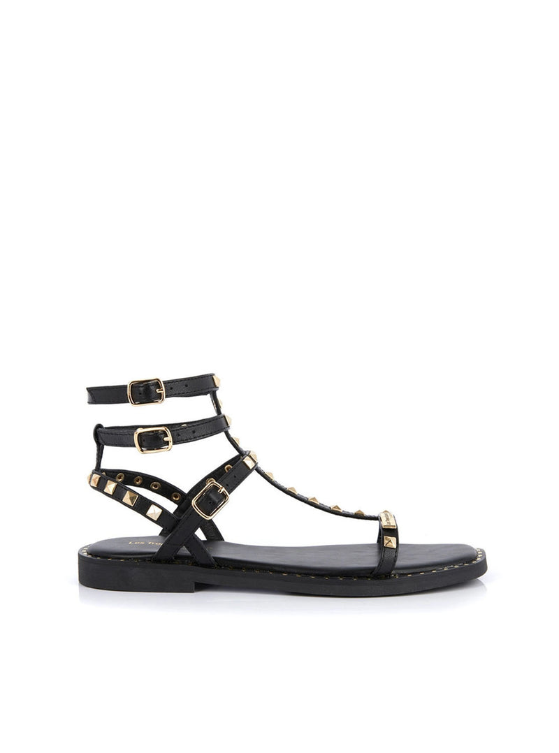 Sandalia romana tachuelas piel negro