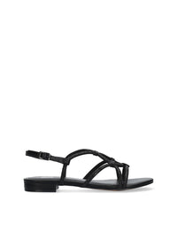 Sandalia strass piel negro