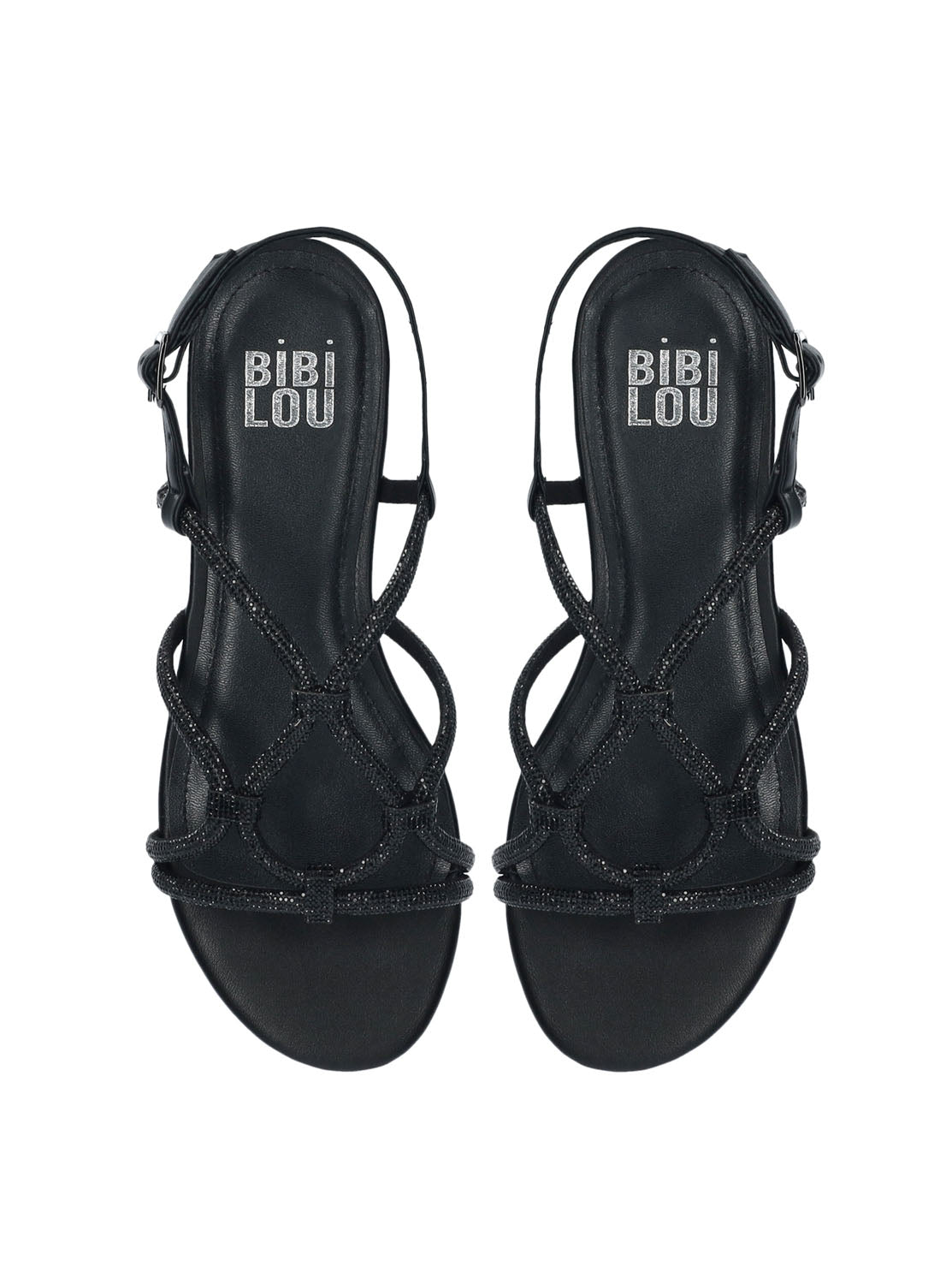 Sandalia strass piel negro