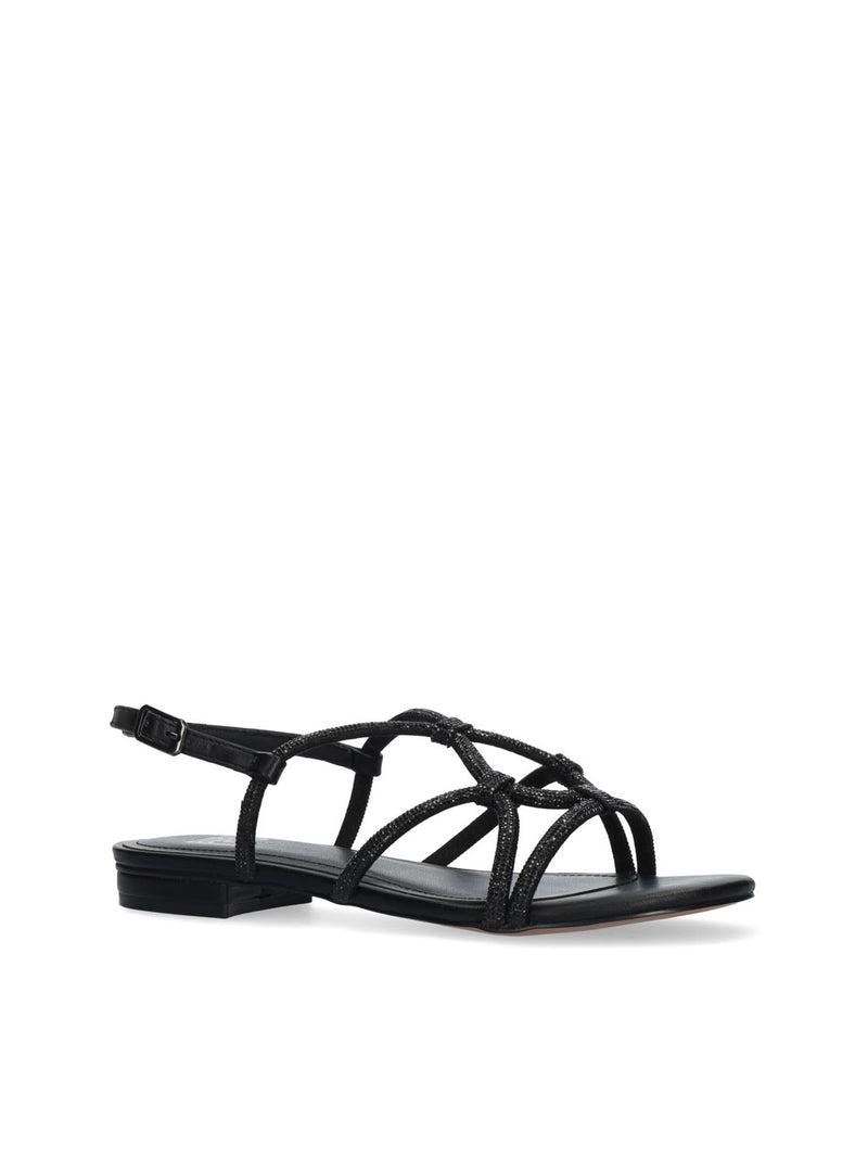 Sandalia strass piel negro