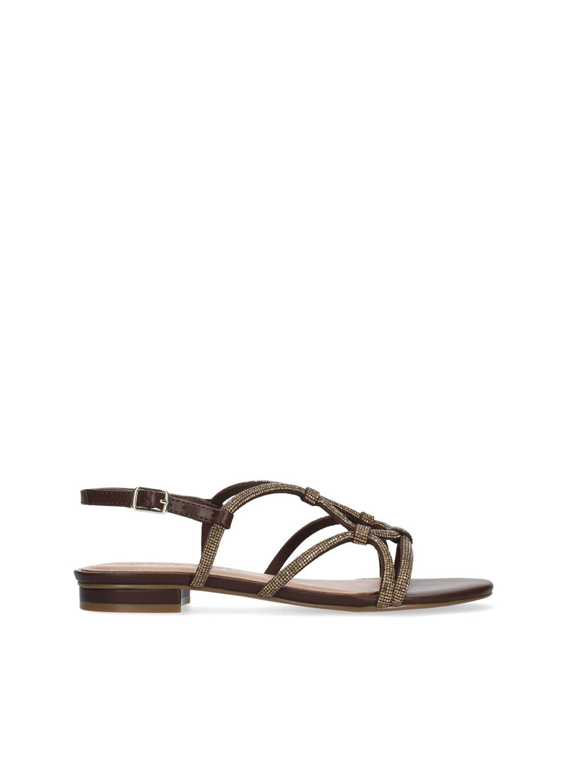Sandalia strass piel marrón