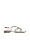 Sandalia strass piel metalizada plata