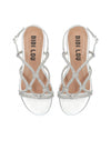 Sandalia strass piel metalizada plata