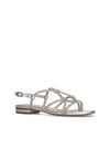 Sandalia strass piel metalizada plata