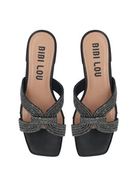 Sandalia plana pala strass negro